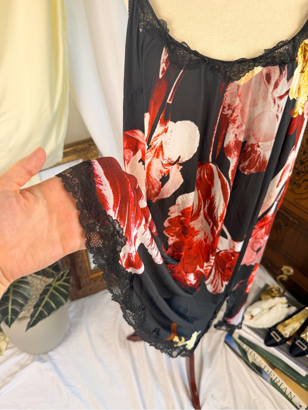 4X 5X Lingerie Slip Chemise Dress Floral Plus Size Lace Coquette 30/32 Fairy - Picture 4 of 6